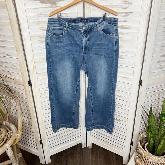 NYDJ Denim - NYDJ Women's Plus Theresa Wide Leg Crop Jeans Blue Medium Wash Size 16W